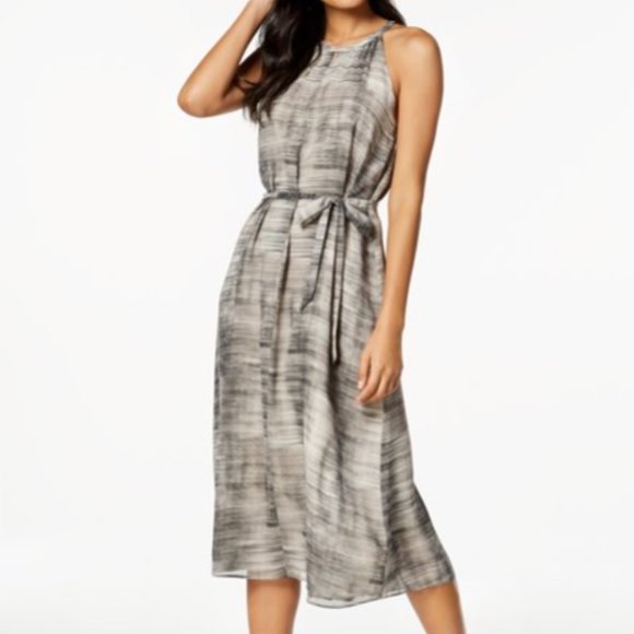 Eileen Fisher Womens Silk Brushstroke Print Midi Dress, Black, Medium - Picture 6 of 6